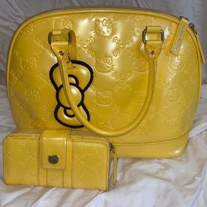 Hello Kitty Patent Leather Tote + Wallet - Yellow
